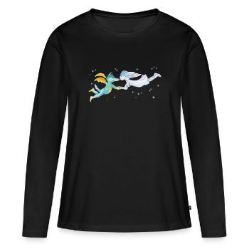 TABALUGA Und Lilli Fliegen - Frauen Premium Bio Langarmshirt - Schwarz - Vorne - Julia (174cm)