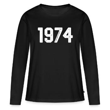 1974 Vintage Né Millésime 1974 Anniversaire 1974 - T-shirt manches longues Premium bio Femme - noir - Devant - Julia (174cm)