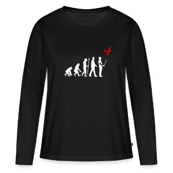 Modellflug Evolution - Frauen Premium Bio Langarmshirt - Schwarz - Vorne - Julia (174cm)