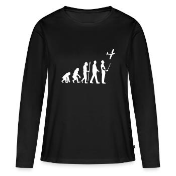 Modellflug Evolution - Frauen Premium Bio Langarmshirt - Schwarz - Vorne - Julia (174cm)