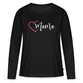 Mama mit Herz Mutter Muttertag Liebe Kind Geschenk - Frauen Premium Bio Langarmshirt - Schwarz - Vorne - Julia (174cm)