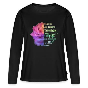 I Can Do All Things Through Christ LGBT Jésus - T-shirt manches longues Premium bio Femme - noir - Devant - Julia (174cm)
