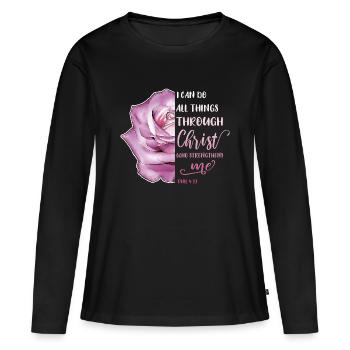 I Can Do All Things Through Christ LGBT Jésus - T-shirt manches longues Premium bio Femme - noir - Devant - Julia (174cm)