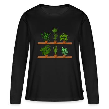 Potted plants - Women's Premium Organic Long Sleeve Shirt - black - Front - Julia (174cm)