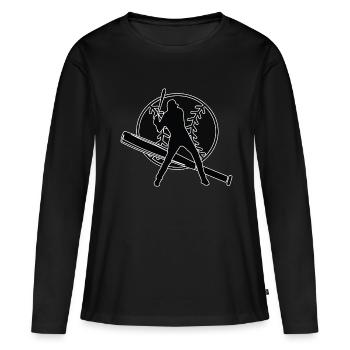 Joueur de baseball Baseball Batteur de batte de baseball - T-shirt manches longues Premium bio Femme - noir - Devant - Julia (174cm)