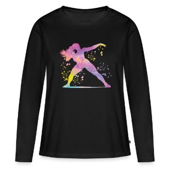 Lanceur de poids Colorsplash Lancer de poids - T-shirt manches longues Premium bio Femme - noir - Devant - Julia (174cm)