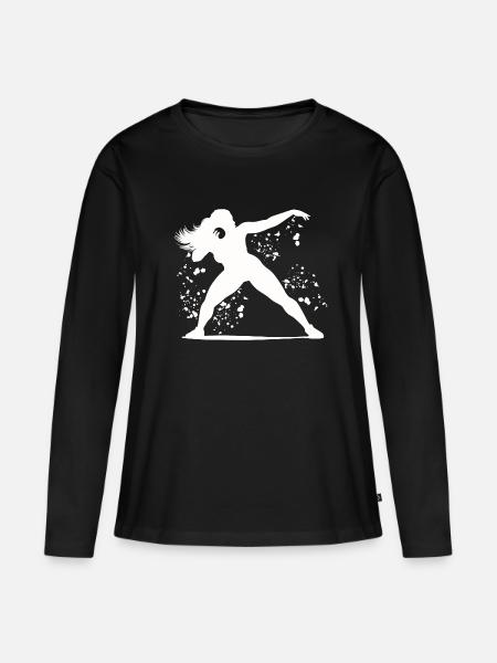 Kugelstoßer Colorsplash Kugelstoßen - Frauen Premium Bio Langarmshirt - Schwarz