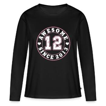 12. Geburtstag Awesome since 2013 Geschenkidee - Frauen Premium Bio Langarmshirt - Schwarz - Vorne - Julia (174cm)