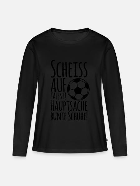 SCHEISS AUF TALENT! - Frauen Premium Bio Langarmshirt - Schwarz