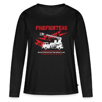 Pompiers Feuwerwehrmann Éteindre l’incendie - T-shirt manches longues Premium bio Femme - noir - Devant - Julia (174cm)