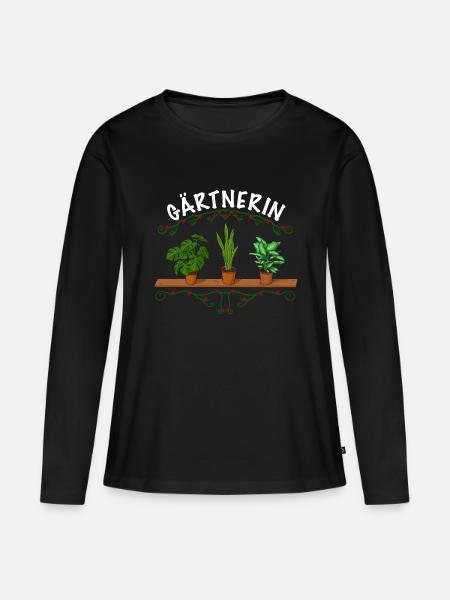 Gärtnerin Pflanzen - Frauen Premium Bio Langarmshirt - Schwarz