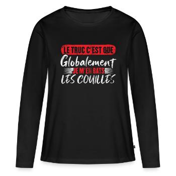 Globalement je m'en bats les couilles - T-shirt manches longues Premium bio Femme - noir - Devant - Julia (174cm)