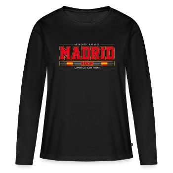 Madrid - T-shirt manches longues Premium bio Femme - noir - Devant - Julia (174cm)