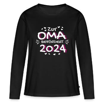 Baby 2024 zur Oma befördert Enkelkind Omi Geschenk - Frauen Premium Bio Langarmshirt - Schwarz - Vorne - Julia (174cm)