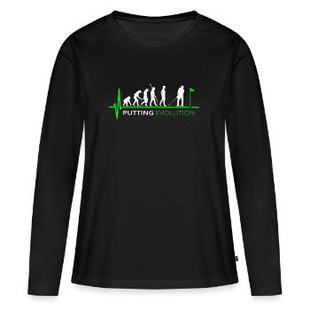 Golf Evolution Golfspieler Putten - Frauen Premium Bio Langarmshirt - Schwarz - Vorne - Julia (174cm)