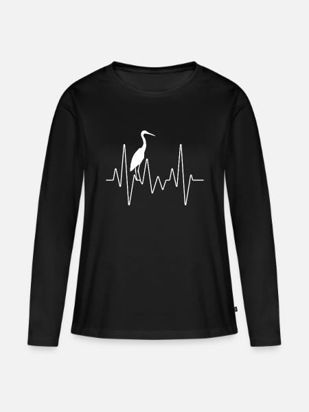 Elektrokardiogramm Herzfrequenz-Storch - Frauen Premium Bio Langarmshirt - Schwarz