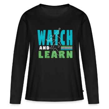 Skateboard Skateboard Skateboarder Patinage - T-shirt manches longues Premium bio Femme - noir - Devant - Julia (174cm)