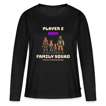 Family Squad Player 2 Mom - Women's Premium Organic Long Sleeve Shirt - black - Front - Julia (174cm)