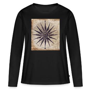 Kompass - Frauen Premium Bio Langarmshirt - Schwarz - Vorne - Julia (174cm)