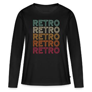 Rétro rétro rétro - T-shirt manches longues Premium bio Femme - noir - Devant - Julia (174cm)