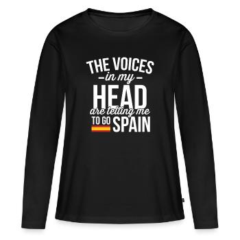 Spanien - Frauen Premium Bio Langarmshirt - Schwarz - Vorne - Julia (174cm)