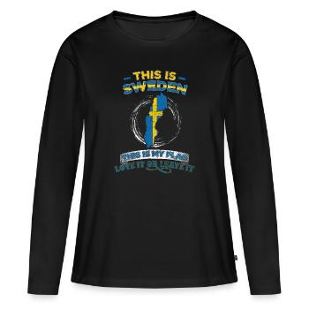 Schweden - Frauen Premium Bio Langarmshirt - Schwarz - Vorne - Julia (174cm)