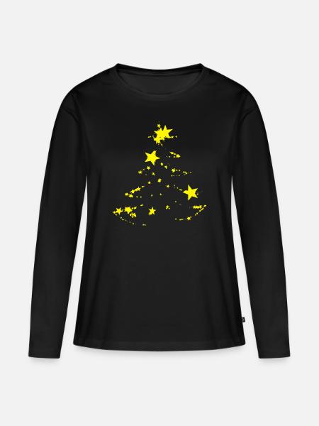Sternen Weihnachtsbaum - Frauen Premium Bio Langarmshirt - Schwarz