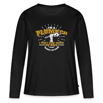 Klempner - Frauen Premium Bio Langarmshirt - Schwarz - Vorne - Julia (174cm)