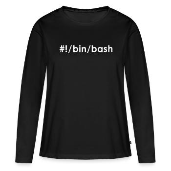 Programmeur Admin Devops Linux Bash - T-shirt manches longues Premium bio Femme - noir - Devant - Julia (174cm)