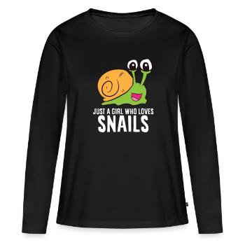 Juste une fille Qui Loves Snails Cute Snail Girl - T-shirt manches longues Premium bio Femme - noir - Devant - Julia (174cm)