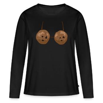 Noix de coco Coconuts Soutien-gorge Seins - T-shirt manches longues Premium bio Femme - noir - Devant - Julia (174cm)