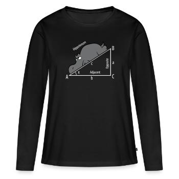Mathe Pythagore Hypothenuse Hippopotame - T-shirt manches longues Premium bio Femme - noir - Devant - Julia (174cm)