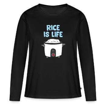 Le riz est la vie Chine sûr riz cuiseur - T-shirt manches longues Premium bio Femme - noir - Devant - Julia (174cm)