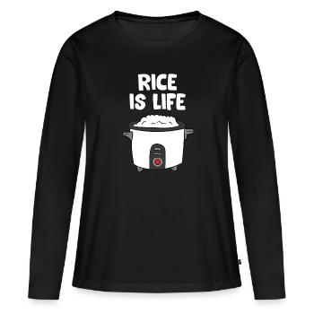 Le riz est la vie Chine sûr riz cuiseur - T-shirt manches longues Premium bio Femme - noir - Devant - Julia (174cm)