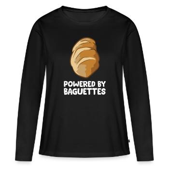 Drôles d’amateurs de baguette alimentés par des baguettes - T-shirt manches longues Premium bio Femme - noir - Devant - Julia (174cm)