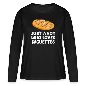 Baguette Boy Juste un garçon qui aime les baguettes - T-shirt manches longues Premium bio Femme - noir - Devant - Julia (174cm)