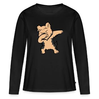 Dabbing Yorkie Chers Yorkies - T-shirt manches longues Premium bio Femme - noir - Devant - Julia (174cm)