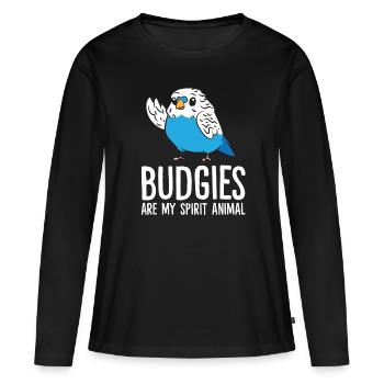Lustiger Wellensittich-Liebhaber Wellensittiche - Frauen Premium Bio Langarmshirt - Schwarz - Vorne - Julia (174cm)