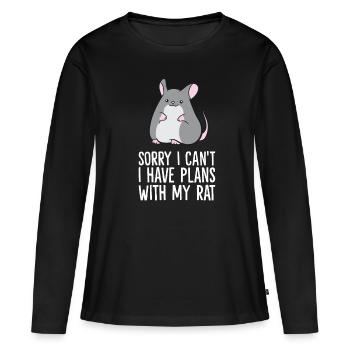 Malheureusement je ne peux pas, j’ai des plans avec mon - T-shirt manches longues Premium bio Femme - noir - Devant - Julia (174cm)