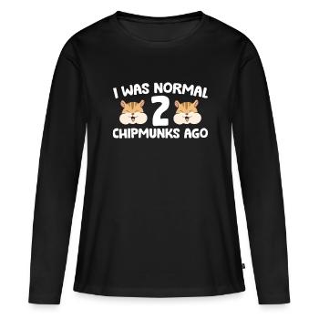 Chipmunk Pet Owner J’étais normal il y a 2 Chipmunks - T-shirt manches longues Premium bio Femme - noir - Devant - Julia (174cm)