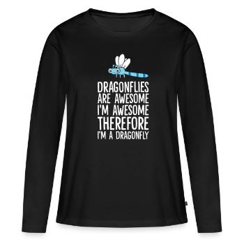 Les libellules sont géniales Je suis donc - T-shirt manches longues Premium bio Femme - noir - Devant - Julia (174cm)