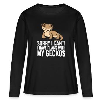 Malheureusement je ne peux pas, j’ai des plans avec mon - T-shirt manches longues Premium bio Femme - noir - Devant - Julia (174cm)