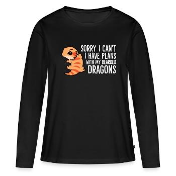 Malheureusement je ne peux pas, j’ai des plans avec mon - T-shirt manches longues Premium bio Femme - noir - Devant - Julia (174cm)