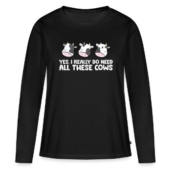 Oui, j’ai vraiment besoin de toutes ces vaches - T-shirt manches longues Premium bio Femme - noir - Devant - Julia (174cm)