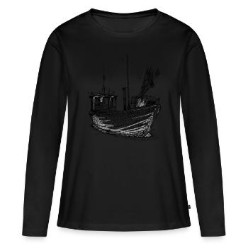 Fischkutter von der Ostsee - Frauen Premium Bio Langarmshirt - Schwarz - Vorne - Julia (174cm)