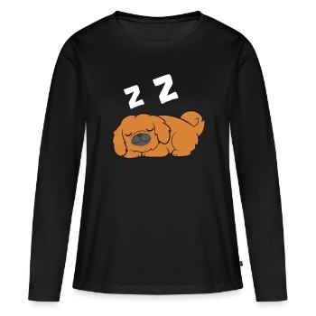 Pekinese Hund Schlafen Pyjama Pekinese Hund - Frauen Premium Bio Langarmshirt - Schwarz - Vorne - Julia (174cm)