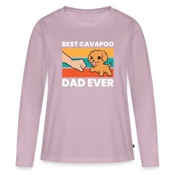 Cavapoo Dog Papa Cavoodle Meilleur Cavapoo Papa - T-shirt manches longues Premium bio Femme - rose poudré - Devant - Julia (174cm)