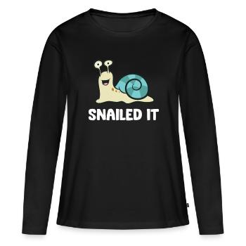 Escargot Escargot - T-shirt manches longues Premium bio Femme - noir - Devant - Julia (174cm)
