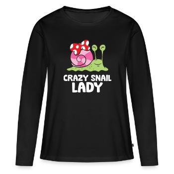 Crazy Snail Lady Love Snails - T-shirt manches longues Premium bio Femme - noir - Devant - Julia (174cm)