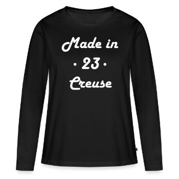 Made in Creuse - T-shirt manches longues Premium bio Femme - noir - Devant - Julia (174cm)